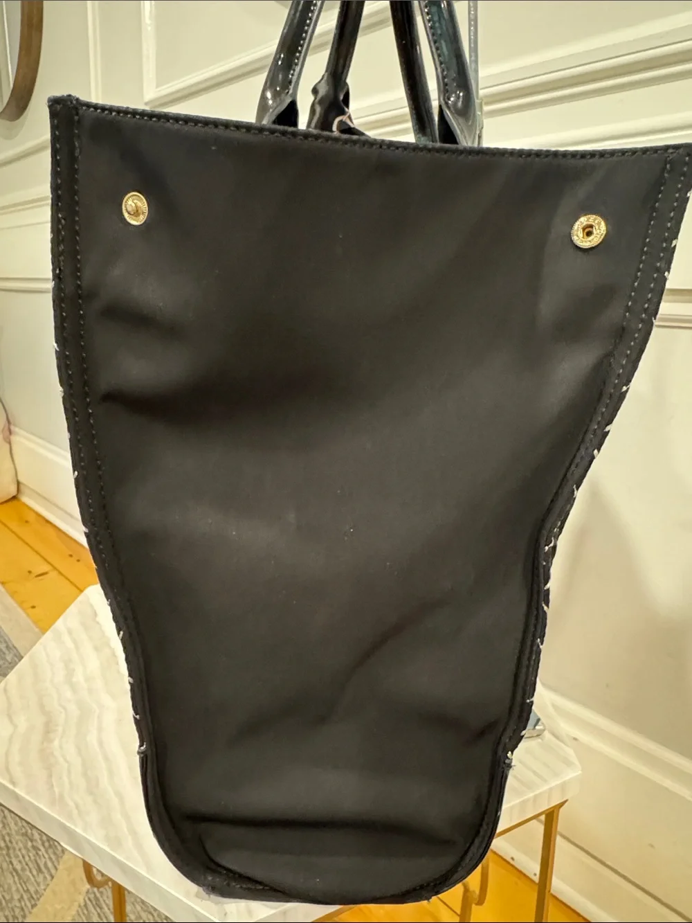 Tory Burch Bag Ella Quilted Black Large Nylon Tote Rare